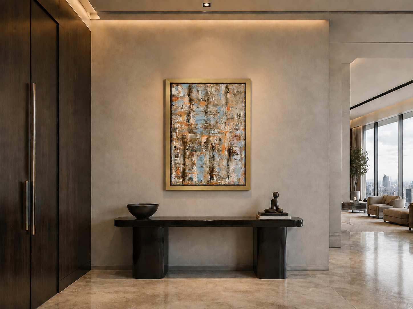 Jonas Hoffmann Werk in einem luxuriösen Penthouse-Eingangsbereich