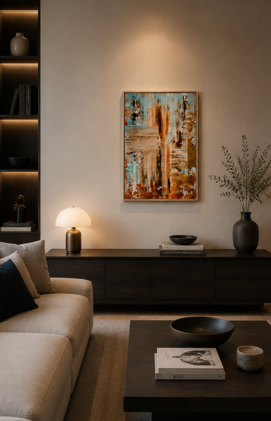 Jonas Hoffmann Werk in einem modernen Wohnzimmer