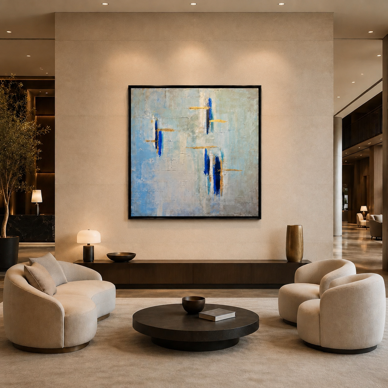 Jonas Hoffmann Werk in einer luxuriösen modernen Lounge